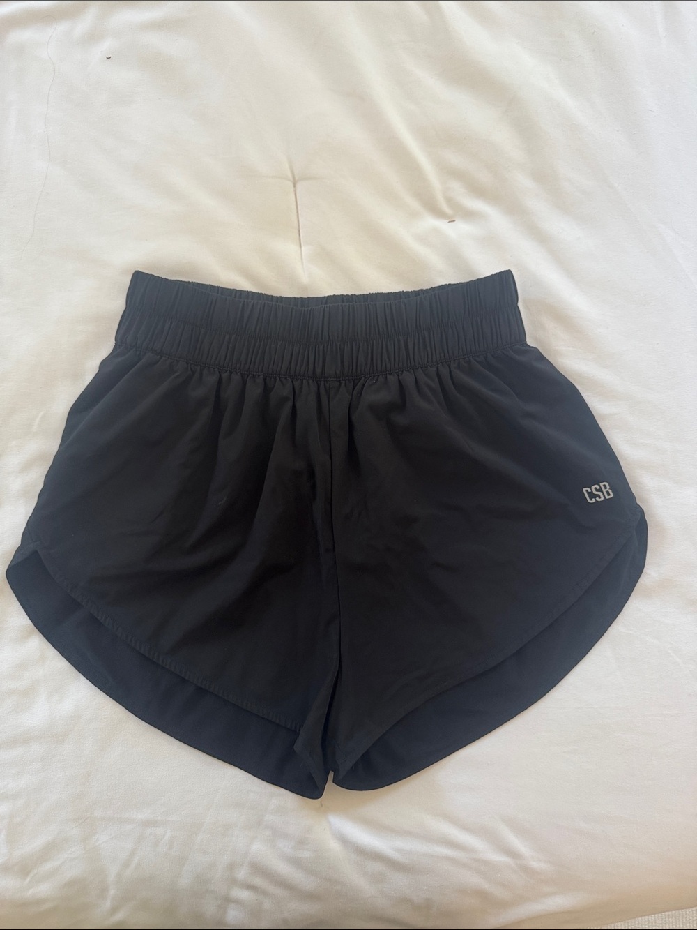 Women's Black Athletic Running Shorts with Elastic Waist